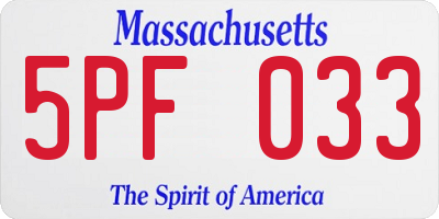 MA license plate 5PF033