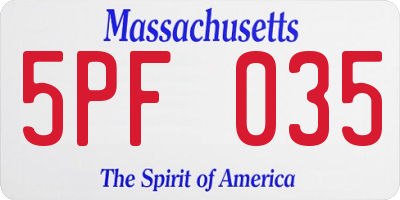 MA license plate 5PF035