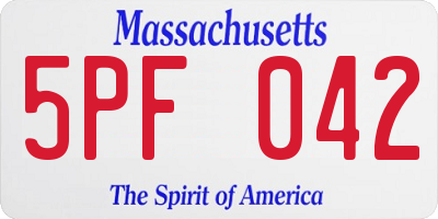 MA license plate 5PF042