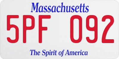 MA license plate 5PF092
