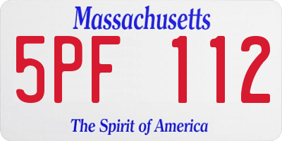 MA license plate 5PF112
