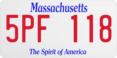 MA license plate 5PF118