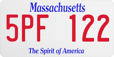 MA license plate 5PF122
