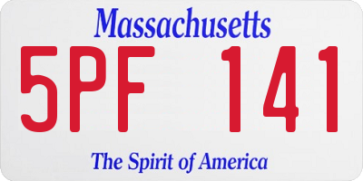 MA license plate 5PF141