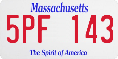 MA license plate 5PF143