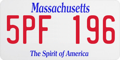 MA license plate 5PF196