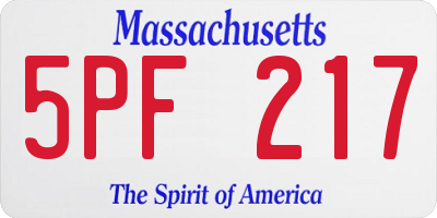 MA license plate 5PF217