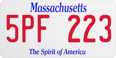 MA license plate 5PF223