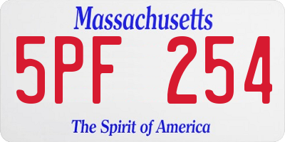 MA license plate 5PF254
