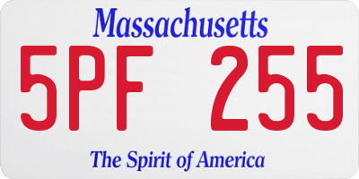 MA license plate 5PF255