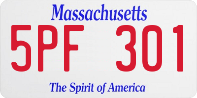 MA license plate 5PF301
