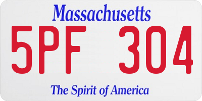 MA license plate 5PF304