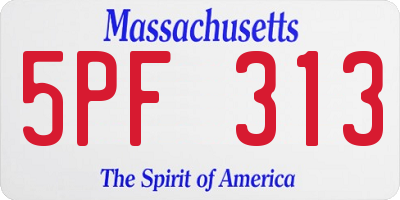 MA license plate 5PF313