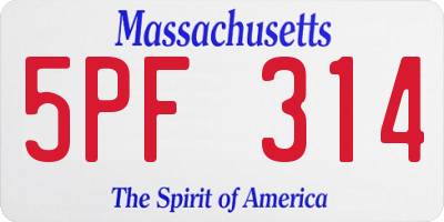 MA license plate 5PF314