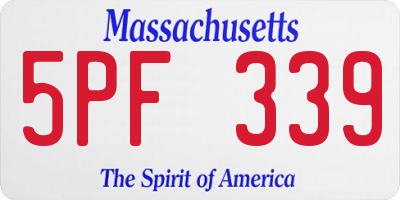 MA license plate 5PF339