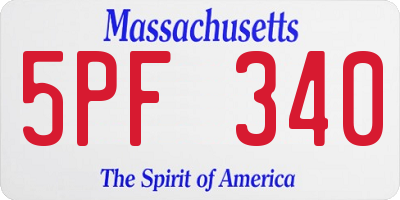 MA license plate 5PF340