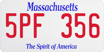 MA license plate 5PF356