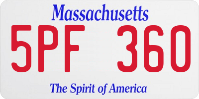 MA license plate 5PF360