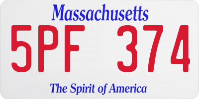 MA license plate 5PF374
