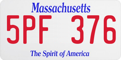MA license plate 5PF376