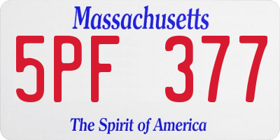 MA license plate 5PF377