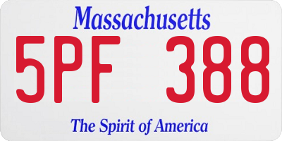 MA license plate 5PF388