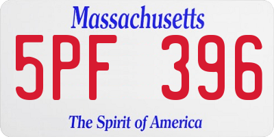 MA license plate 5PF396