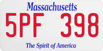 MA license plate 5PF398