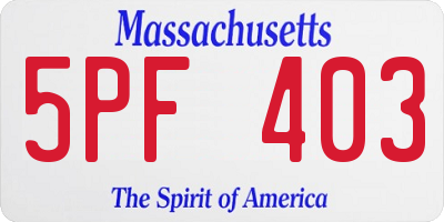 MA license plate 5PF403