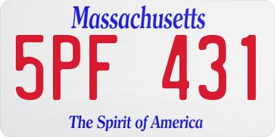 MA license plate 5PF431