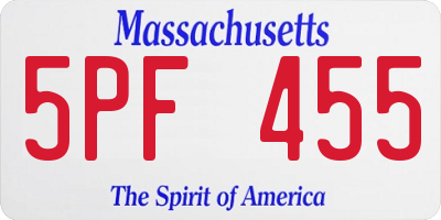 MA license plate 5PF455