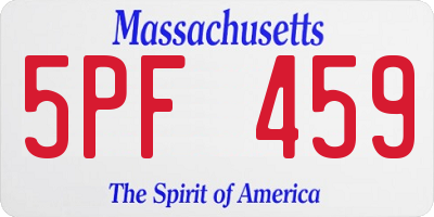 MA license plate 5PF459