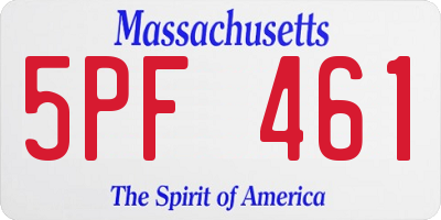 MA license plate 5PF461