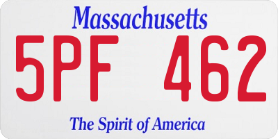 MA license plate 5PF462