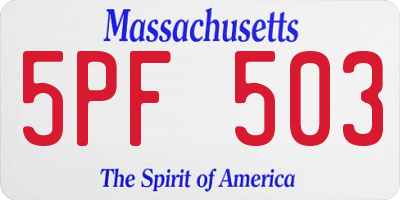 MA license plate 5PF503