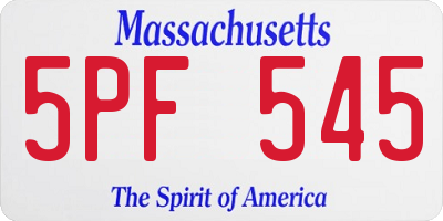 MA license plate 5PF545