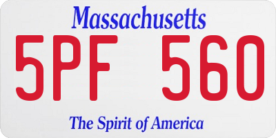 MA license plate 5PF560