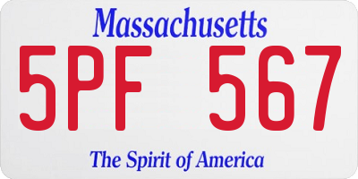 MA license plate 5PF567