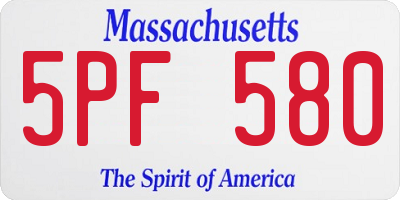 MA license plate 5PF580