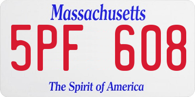 MA license plate 5PF608