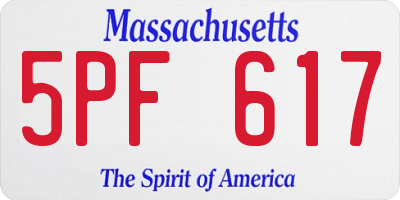 MA license plate 5PF617