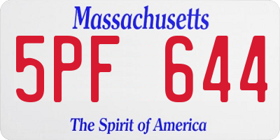MA license plate 5PF644