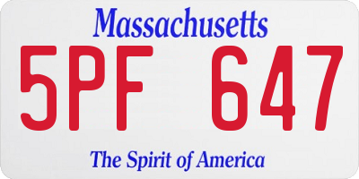 MA license plate 5PF647