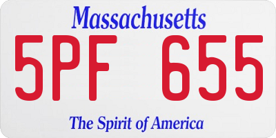 MA license plate 5PF655