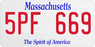 MA license plate 5PF669