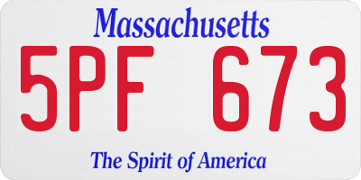 MA license plate 5PF673