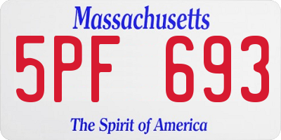 MA license plate 5PF693