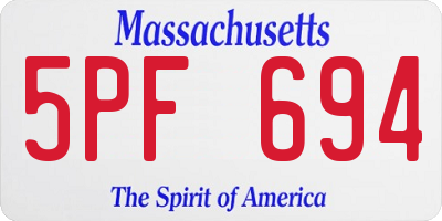 MA license plate 5PF694