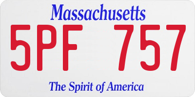 MA license plate 5PF757