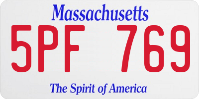 MA license plate 5PF769